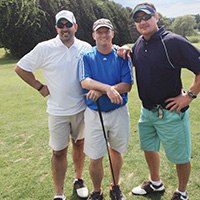 Matt Joseph, Mike McKeon, and Tom Fennessey support the Spinal Muscular Atrophy golf tournament.