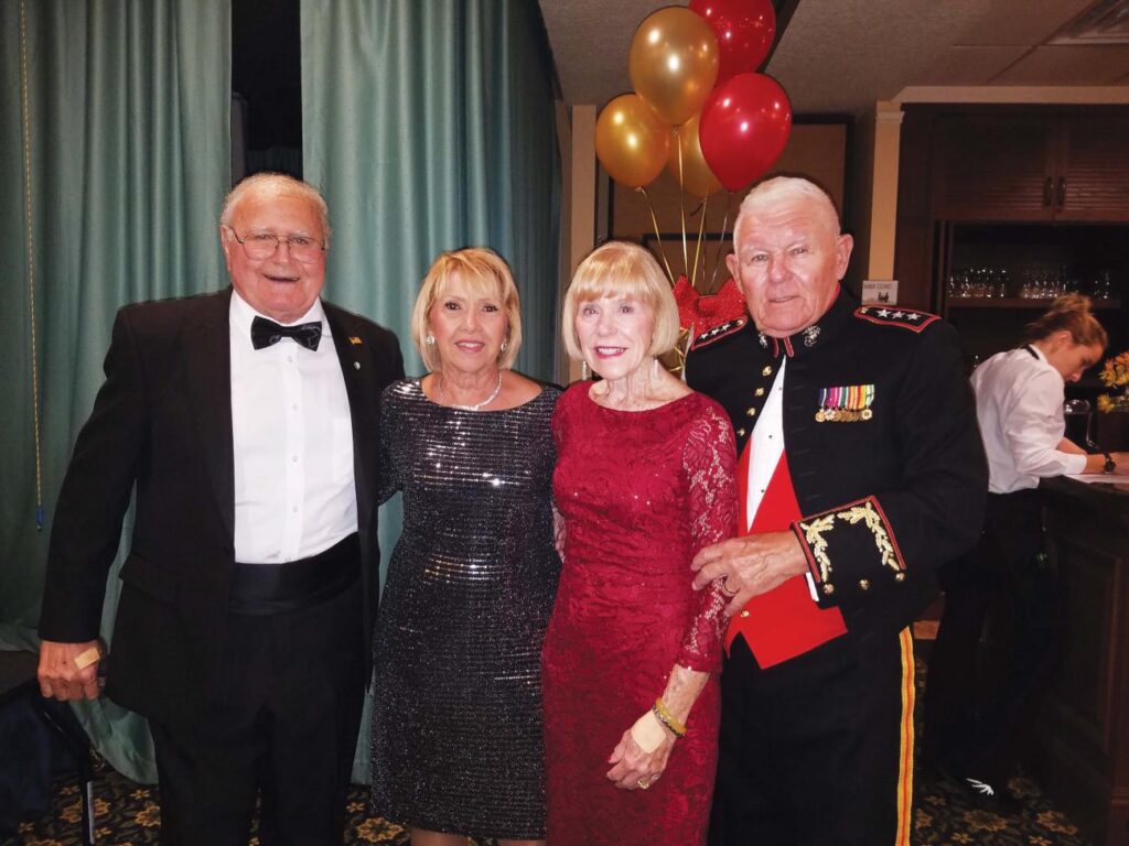 1957 Norma ’57 and Lt. Gen. Bob Winglass ’57, USMC Ret. were joined by  Bob Pataky ’57 and his wife, Nancy, at the Military Ball held at Indian River Colony Club in Viera, Fla. 