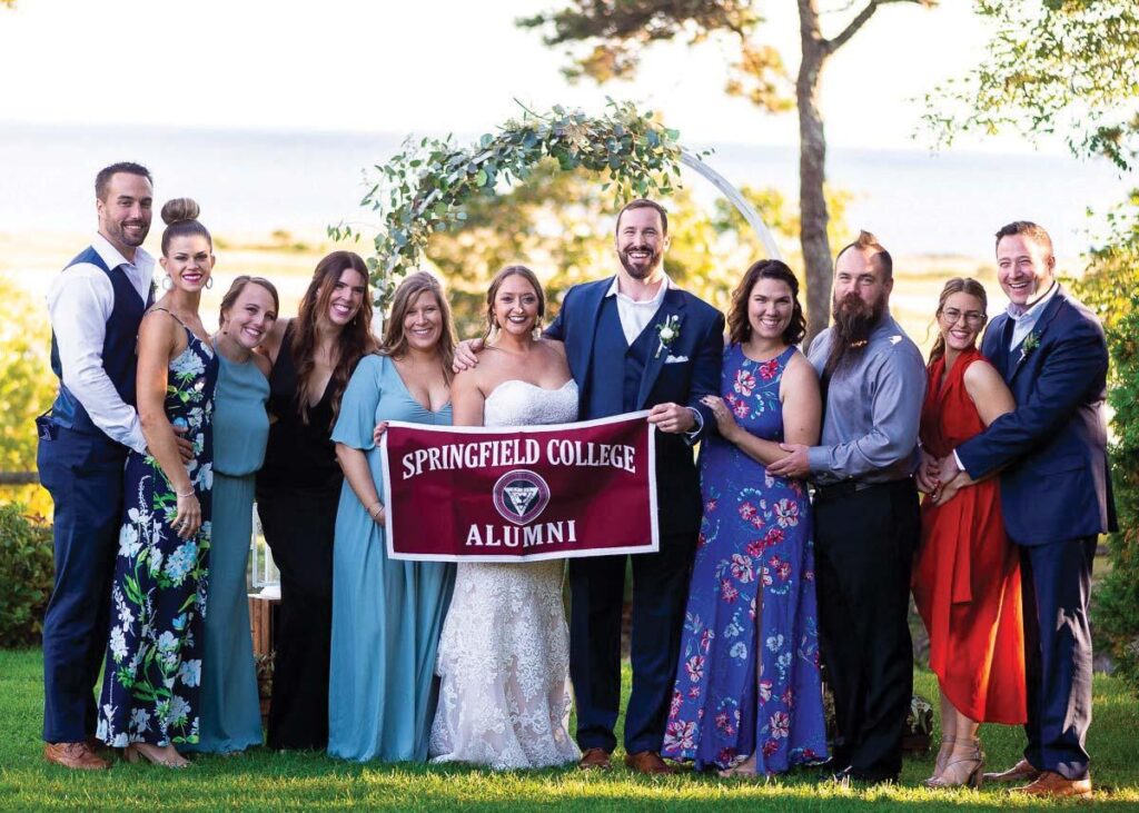 Jay Hurlock, from left to right, Corinne DeJoseph, Jennifer Neseralla, Ashley Taylor Smith, Sarah Izzo Morin, Sarah Garneau Armstrong, Patrick Armstrong, Kate Breuninger Adams, Mike Adams, and Karissa Pastyrnak Raynor