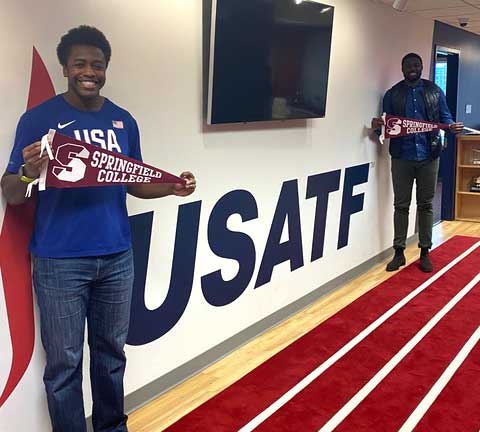 2011 Chris Quetant, left, with Aboshioma "Sho" Obemeata at the offices of USA Track & Field