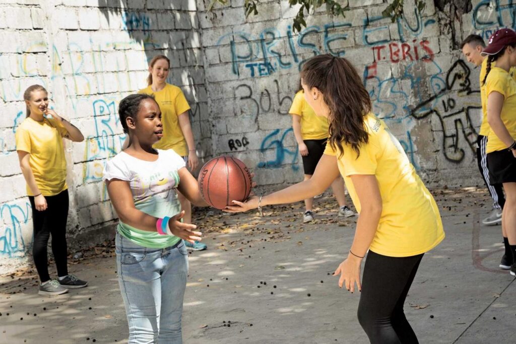 Activities at the Have Faith Haiti Mission orphanage provide bonding experiences for Springfield College students with the children of the orphanage.