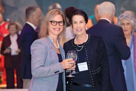 Vice President for Institutional Advancement Beth Zapatka, left, with Campaign Co-chair Michele Megas-Ditomassi ’79, CAS’89