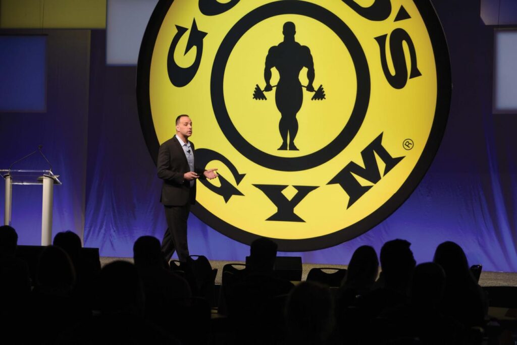 Zeitsiff, then as the company’s CIO, delivers a presentation during the Gold’s Gym’s annual convention.