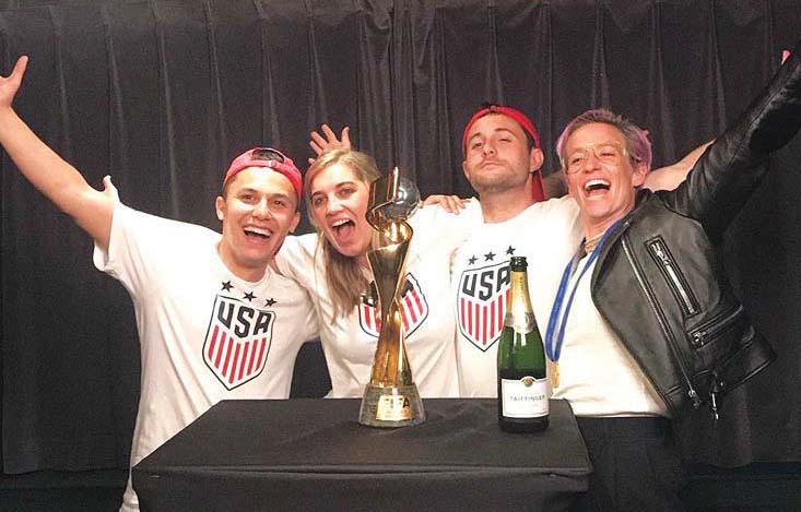 Sam Zapatka, third from left, with U.S.A. Women’s Soccer stand-out Megan Rapinoe, right