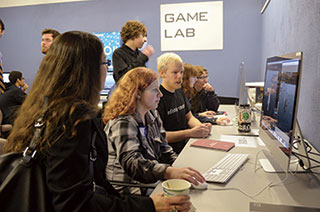 High school students explore careers in video game design at a Game Lab held by the Visual and Performing Arts Department.