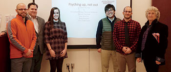 Professor Mimi Murray, right, and sport and exercise psychology doctoral students present at the SHAPE America Eastern District Conference in Springfield.