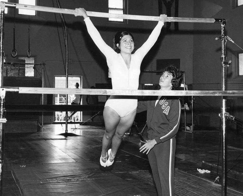 1970 Mimi Murray with gymnastics team member