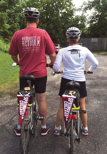 President Cooper on a bicycle