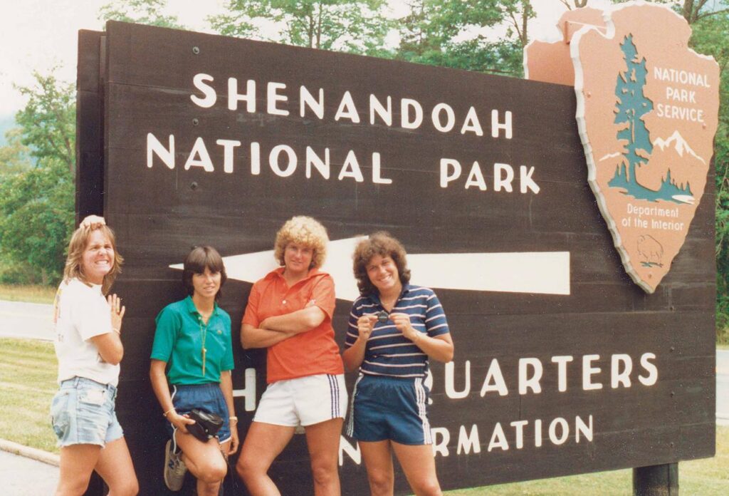Emily Huntington, from left, De Souza, Joan Quinlan, and Judy Howe in the Shenandoah National Park