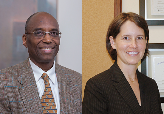 ACSM Conference virtual social hosts Professor Sam Headley (at left) and Professor Liz O’Neill, G’00, DPE ’03